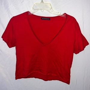 Brandy Melville red crop top, v-neck/off the shoulder